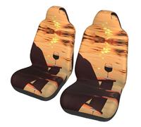 BLWSLC Chair and Wine at Sunset Lake 2-piece car seat cover set universal front seat cover suitable for cars and trucks