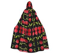 BLWSLC Cherry fruit Printed Halloween Hooded Cape Adult Stage Costume Hooded Cape No Zipper Suitable For Masquerade Cosplay