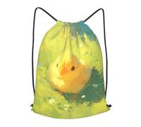 BLWSLC chicks Printed Travel Drawstring Backpack Gym Drawstring Bag Portable Suitable For Short Trips, Black, M