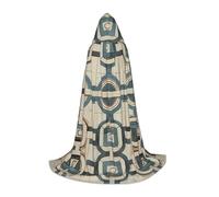 BLWSLC circular connecting pattern Printed long Small hooded cape for holiday parties, cosplay and fancy dress parties