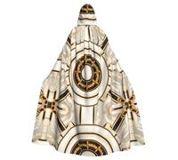 BLWSLC circular cross-hatch pattern Printed hooded cape, long decorative cloak, suitable for cosplay, stage performances, or holiday parties.