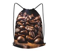 BLWSLC coffee beans Printed Sports Drawstring Backpack Fitness Travel Backpack Suitable For Gym And Travel, Black, S