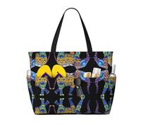 BLWSLC Colorful Elephant Printed beach tote bag lightweight foldable pool bag suitable for packing travel and gym use