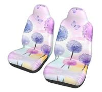 BLWSLC Colorful flowers purple butterfly 2-piece car seat cover set universal front seat cover suitable for cars and trucks