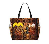 BLWSLC Cool Steampunk Gears Patterned tote travel bag, large capacity organizer, suitable for vacations and travel.