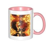 BLWSLC Cool Tiger in Flame Patterned Pink Ceramic Mug, Suitable for cafes and Offices.