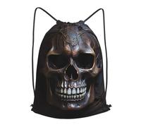 BLWSLC copper-colored skull Printed Sports Drawstring Backpack Fitness Travel Backpack Suitable For Gym And Travel