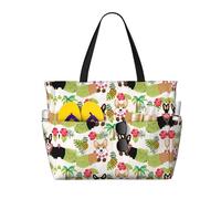 BLWSLC Corgi Hawaiian Tropical Summer Pineapple Printed beach tote bag lightweight foldable pool bag suitable for packing travel and gym use