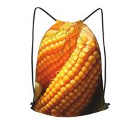 BLWSLC corn Printed Travel Drawstring Backpack Gym Drawstring Bag Portable Suitable For Short Trips, Black, M