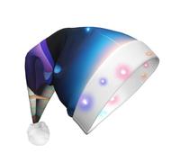 BLWSLC Cosmic Saturn Adult light-up Santa hat printed Santa hat with LED lights suitable for Christmas New Year's and other holiday parties