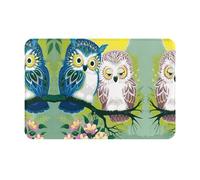 BLWSLC Couple Owl Perch Tree 16x24in non-slip flannel floor mat with a pattern suitable for indoor and outdoor use home decor