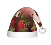BLWSLC Cows and Strawberries Children's Christmas hats printed party hats suitable for Christmas parties family gathering decorations