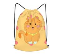 BLWSLC cute cartoon kitten Printed Travel Drawstring Backpack Gym Drawstring Bag Portable Suitable For Short Trips, Black, S