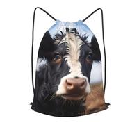 BLWSLC Cute Cow Printed Travel Drawstring Backpack Gym Drawstring Bag Portable Suitable For Short Trips, Black, S