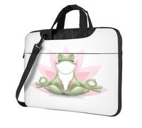BLWSLC Cute Funny Frog Doing Yoga Patterned 13 inch laptop bag with shoulder strap, suitable for business trips
