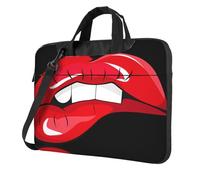 BLWSLC Cute Graphic Red Lips Patterned 13 inch laptop bag with shoulder strap, suitable for business trips