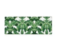 BLWSLC Cute green palm leaves Printed rubber desktop mat mouse pad suitable for office use 31.5 inches x 11.8 inches