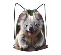 BLWSLC Cute Koala Printed Travel Drawstring Backpack Gym Drawstring Bag Portable Suitable For Short Trips, Black, S