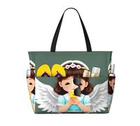 BLWSLC Cute little angel Printed, large capacity beach travel bag, suitable for vacations, camping, and everyday use.