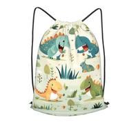 BLWSLC Cute little baby dinosaur Printed Travel Drawstring Backpack Gym Drawstring Bag Portable Suitable For Short Trips, Black, S
