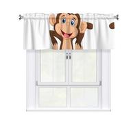 BLWSLC Cute Monkey Patterned short valance, window decoration, suitable for bathroom, laundry room