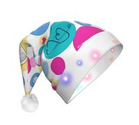 BLWSLC Cute Nurse Adult light-up Santa hat printed Santa hat with LED lights suitable for Christmas New Year's and other holiday parties