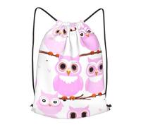 BLWSLC Cute owl Printed Travel Drawstring Backpack Gym Drawstring Bag Portable Suitable For Short Trips, Black, M