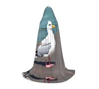 BLWSLC Cute seagull Printed Hooded Cape For Teenagers Zipperless Hooded Cape Suitable For Cosplay And Stage Performances Medium