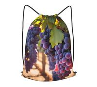 BLWSLC Desert Grapes Printed Travel Drawstring Backpack Gym Drawstring Bag Portable Suitable For Short Trips, Black, M