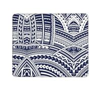 BLWSLC Desktop Mouse Pad Overlocked Edge Blue Polynesian Maori Tribal Pattern Printed Gaming Mat Suitable For Gaming And Office 10 x 12 inch