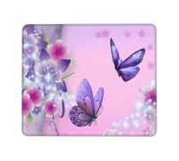 BLWSLC Desktop Mouse Pad Overlocked Edge Pink Butterfly Printed Gaming Mat Suitable For Gaming And Office 7.9 x 9.5 in