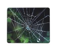BLWSLC Desktop Mouse Pad Overlocked Edge Spider web and dewdrops Printed Gaming Mat Suitable For Gaming And Office 10 x 12 inch