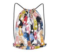 BLWSLC Drawstring Gym Bag Colorful Cartoon Horses Printed Travel Drawstring Bag Adjustable Suitable For Gym Use S