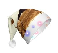 BLWSLC Duck Fly Upon River Adult light-up Santa hat printed Santa hat with LED lights suitable for Christmas New Year's and other holiday parties