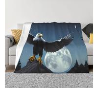 BLWSLC Eagle Under The Stars Patterned Fleece Blanket, Decorative Sofa Throw, Available in 4 Sizes Eagle Under The Stars for Home Warmth.