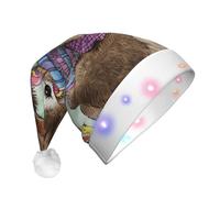 BLWSLC Easter Bunny Adult light-up Santa hat printed Santa hat with LED lights suitable for Christmas New Year's and other holiday parties