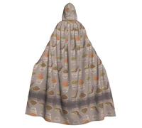 BLWSLC Egg Cup Noodle Ramen Printed Halloween Cape Masquerade Hooded Cape Carnival Party Costume (Length 147cm/Hood Height 38cm)