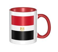 BLWSLC Egyptian flag Printed ceramic Red mug with curved handle, suitable for office and everyday drinking.