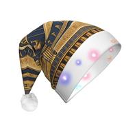 BLWSLC Egyptian Pharaonic Frescoes Adult light-up Santa hat printed Santa hat with LED lights suitable for Christmas New Year's and other holiday parties