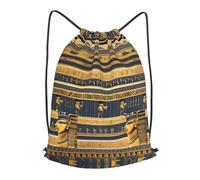 BLWSLC Egyptian Pharaonic Frescoes Printed Travel Drawstring Backpack Gym Drawstring Bag Portable Suitable For Short Trips, Black, M