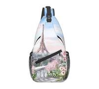 BLWSLC Eiffel Tower Paris View Printed crossbody chest bag, men's shoulder bag, suitable for hiking, traveling, cycling