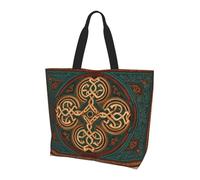 BLWSLC Falling dandelions Printed tote bag, large capacity carry-on bag for travel, shopping and beach vacations, Knotted Carpet Pattern, One Size