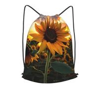 BLWSLC Farm Sunflower Printed Travel Drawstring Backpack Gym Drawstring Bag Portable Suitable For Short Trips, Black, M