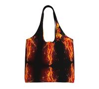 BLWSLC Fire Nude Woman Flame Printed single-shoulder commuter canvas bag, fitness sports leisure bag suitable for travel commuting or shopping