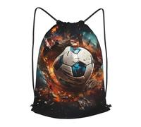 BLWSLC Firecracker Soccer Printed Travel Drawstring Backpack Gym Drawstring Bag Portable Suitable For Short Trips, Black, S