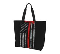 BLWSLC Firefighter Axe Red Line Flag pattern tote shoulder bag, travel duffel bag for daily shopping, beach and fitness
