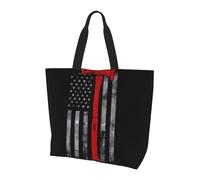 BLWSLC Firefighter Axe Red Line Flag pattern tote shoulder bag, travel duffel bag for daily shopping, beach and fitness