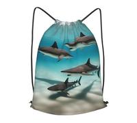 BLWSLC fish in the deep sea Printed Travel Drawstring Backpack Gym Drawstring Bag Portable Suitable For Short Trips, Black, M