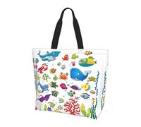 BLWSLC Fish Under The Sea Printed Large Capacity Travel Handbag Women's Everyday Outing Shoulder Tote Bag Suitable for Travel and Gym