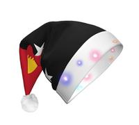 BLWSLC Flag of Papua New Guinea Adult light-up Santa hat printed Santa hat with LED lights suitable for Christmas New Year's and other holiday parties